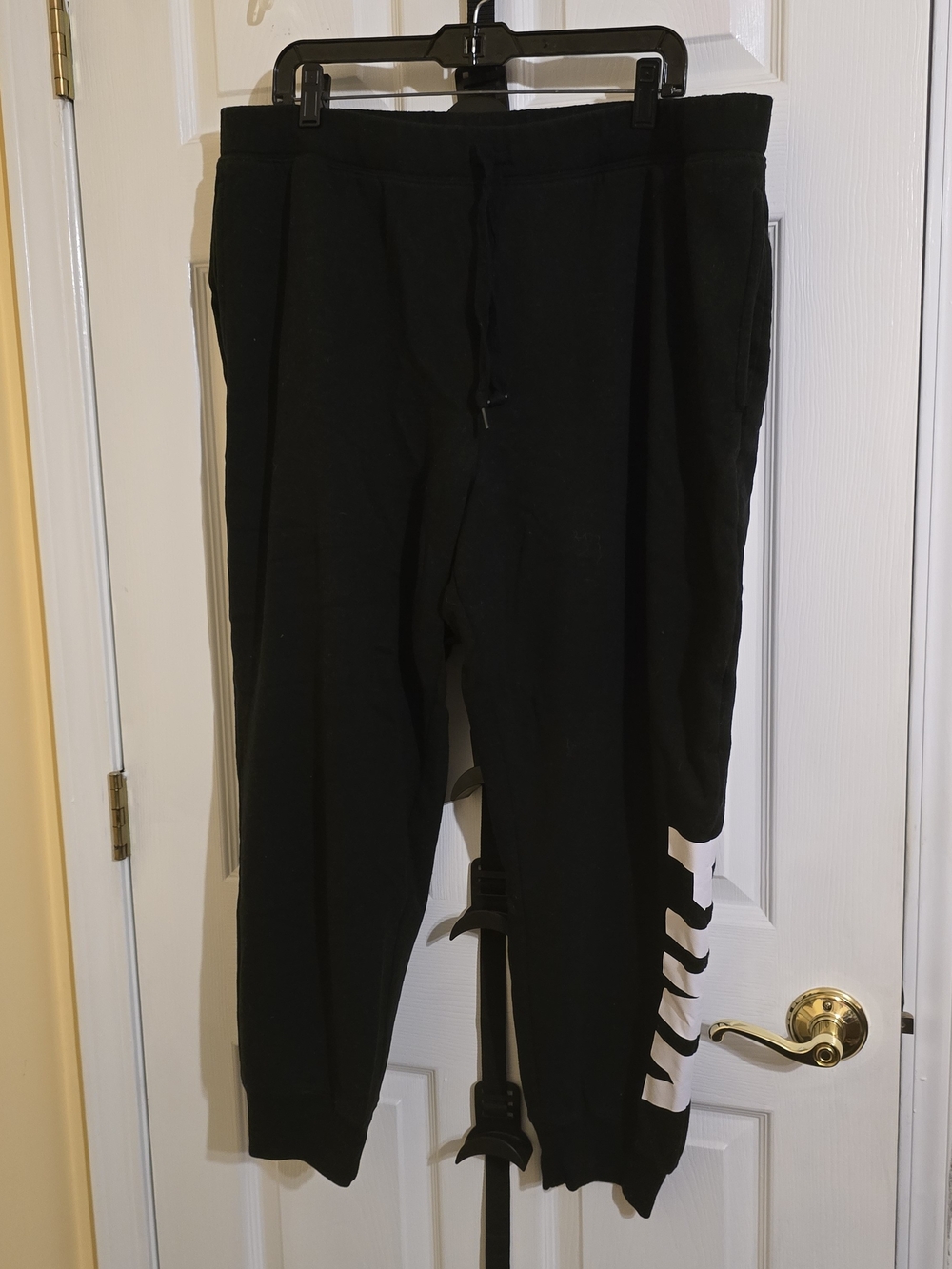 PINK Victoria's Secret Black Joggers with White Side Logo
